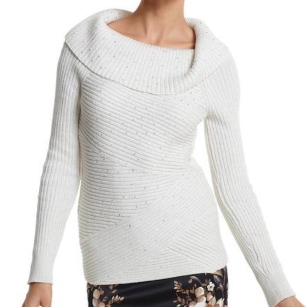 NWOT WHBM Off Shoulder Sequined Sweater Sz XS